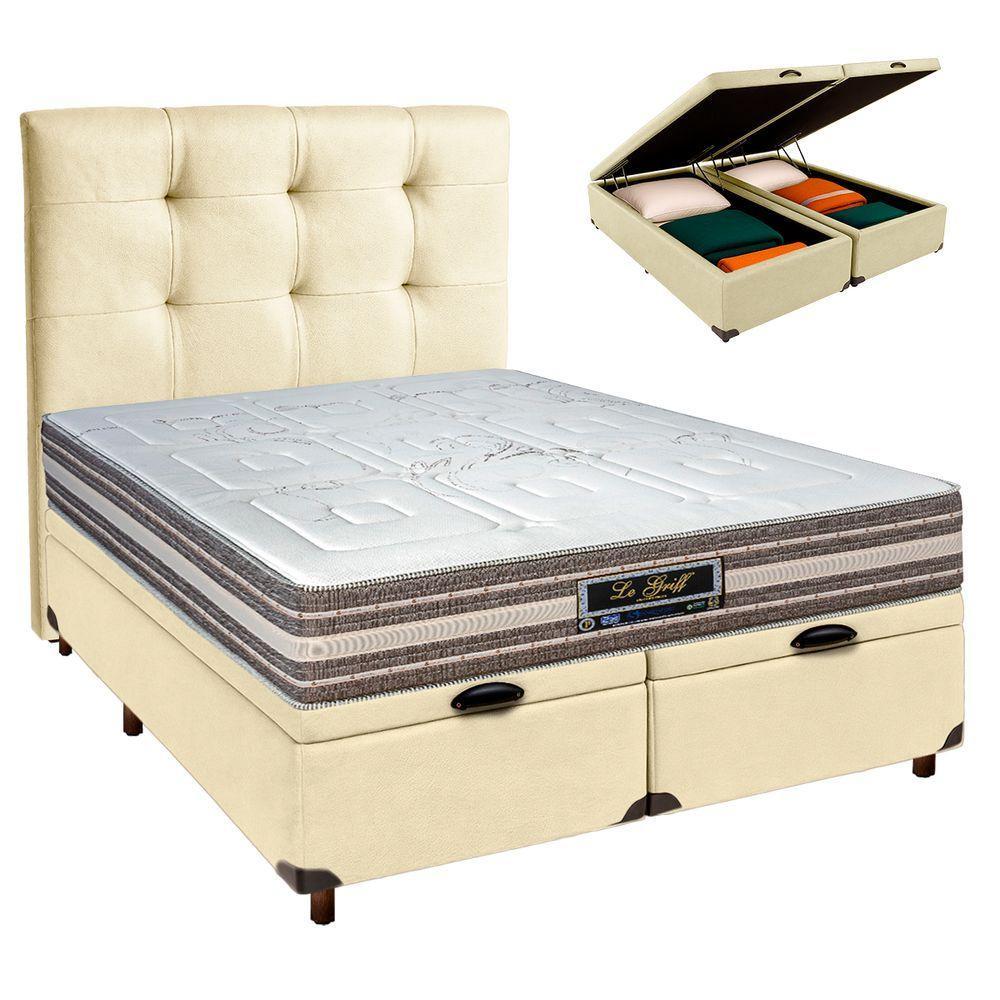 Conjunto Cama Box Bau Blindado Casal + Colchão Molas Ensacadas Legriff Sankonfort + Cabeceira - 1