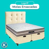 Conjunto Cama Box Bau Blindado Casal + Colchão Molas Ensacadas Legriff Sankonfort + Cabeceira