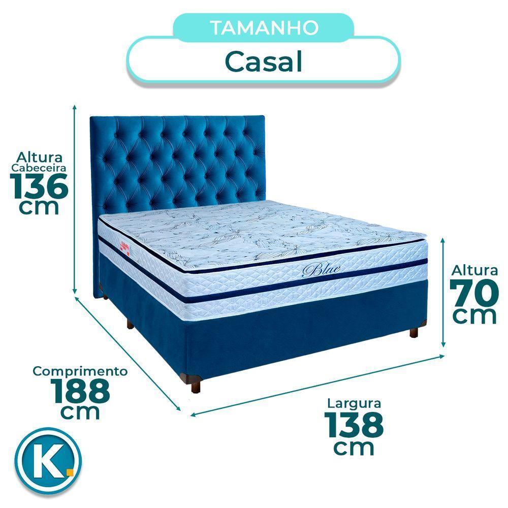 Cama Box + Colchão Casal Molas Ensacadas Blue Paropas + Cabeceira Estofada - 3