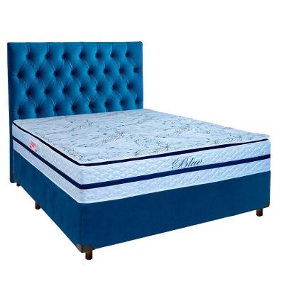 Cama Box + Colchão Casal Molas Ensacadas Blue Paropas + Cabeceira Estofada