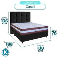 Cama Box + Colchão Casal Molas Ensacadas Legaccy Paropas + Cabeceira Estofada - 3