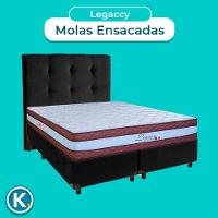 Cama Box + Colchão Casal Molas Ensacadas Legaccy Paropas + Cabeceira Estofada
