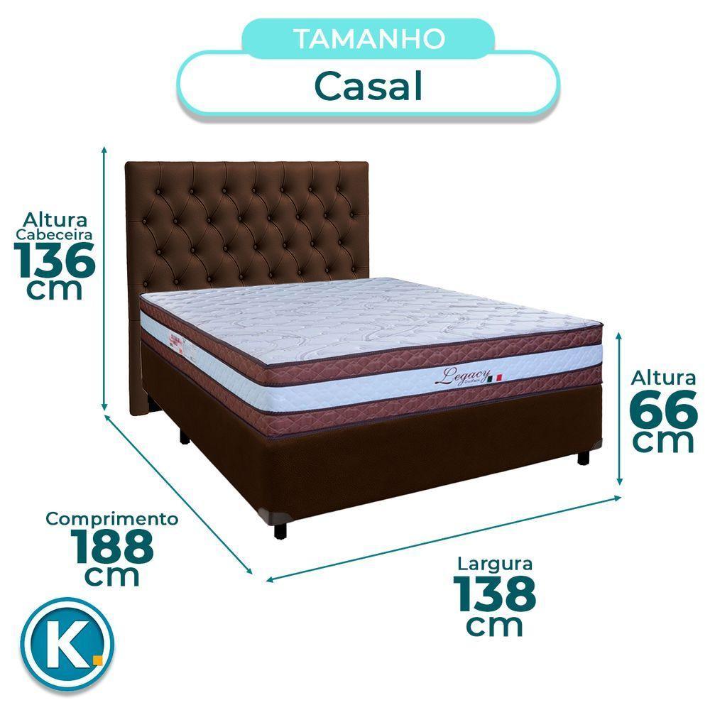 Cama Box + Colchão Casal Molas Ensacadas Legaccy Paropas + Cabeceira Estofada - 3