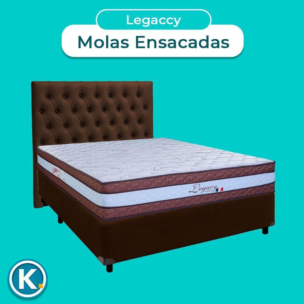 Cama Box + Colchão Casal Molas Ensacadas Legaccy Paropas + Cabeceira Estofada - 4