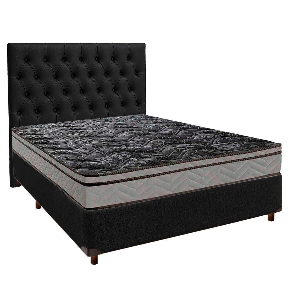 Cama Box + Colchão Casal D28 Conforto Paropas + Cabeceira Estofada - 1