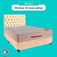 Cama Box + Colchão Casal Ortobom Molas Ensacadas Airtech + Cabeceira Estofada