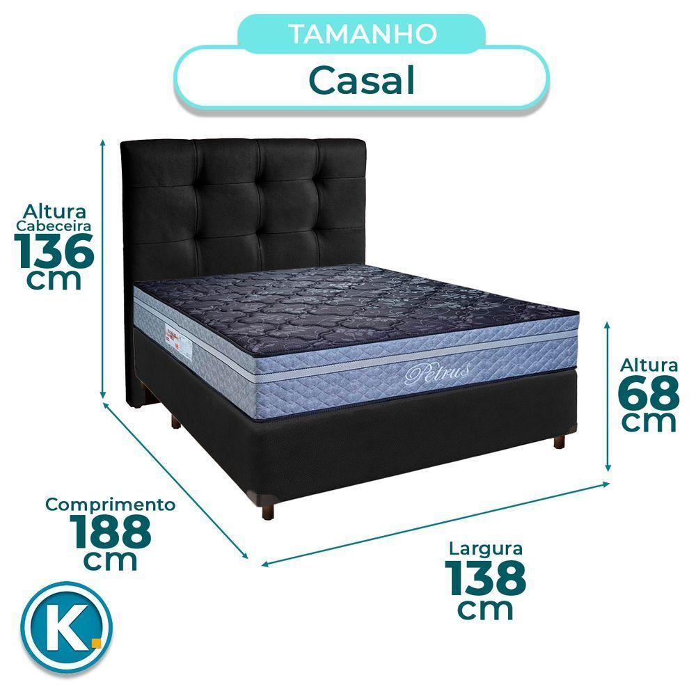 Cama Box + Colchão Casal Molas Ensacadas Petrus Paropas + Cabeceira Estofada - 3