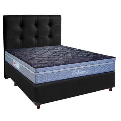 Cama Box + Colchão Casal Molas Ensacadas Petrus Paropas + Cabeceira Estofada
