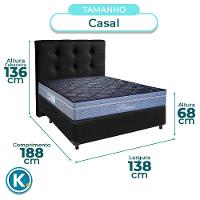 Cama Box + Colchão Casal Molas Ensacadas Petrus Paropas + Cabeceira Estofada - 3