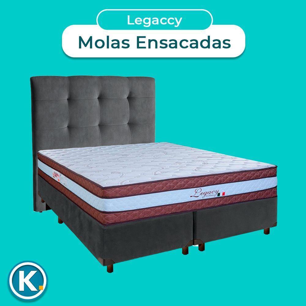 Cama Box + Colchão Queen Molas Ensacadas Legaccy Paropas + Cabeceira Estofada - 4