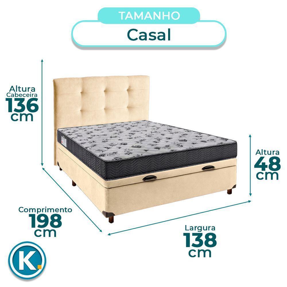Cama Box Bau + Colchão Casal Ortobom D33 Iso100 + Cabeceira Estofada - 3
