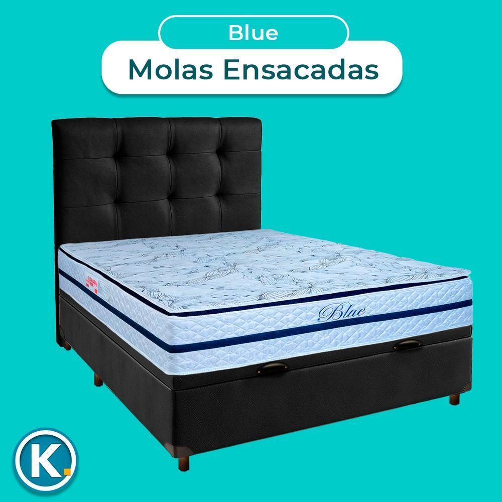 Cama Box Bau + Colchão Casal Molas Ensacadas Blue Paropas + Cabeceira Estofada - 4