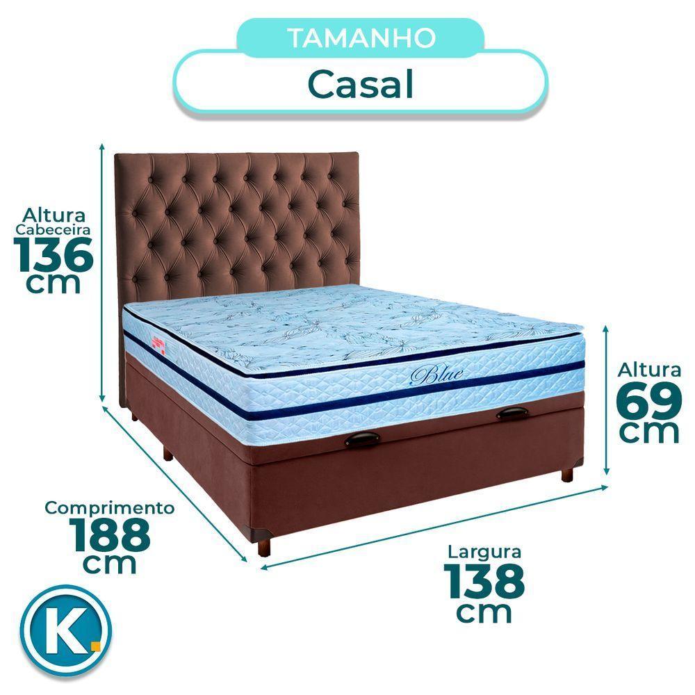 Cama Box Bau + Colchão Casal Molas Ensacadas Blue Paropas + Cabeceira Estofada - 3