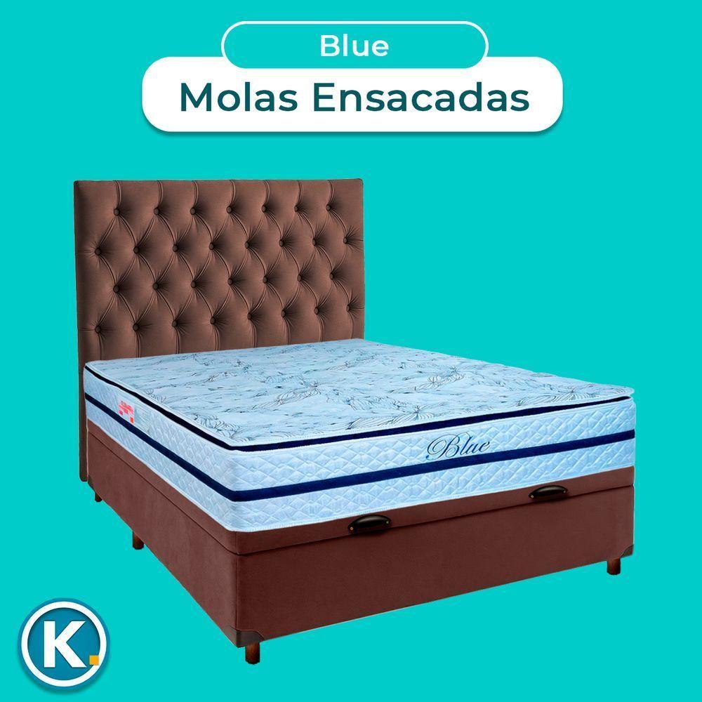 Cama Box Bau + Colchão Casal Molas Ensacadas Blue Paropas + Cabeceira Estofada - 4