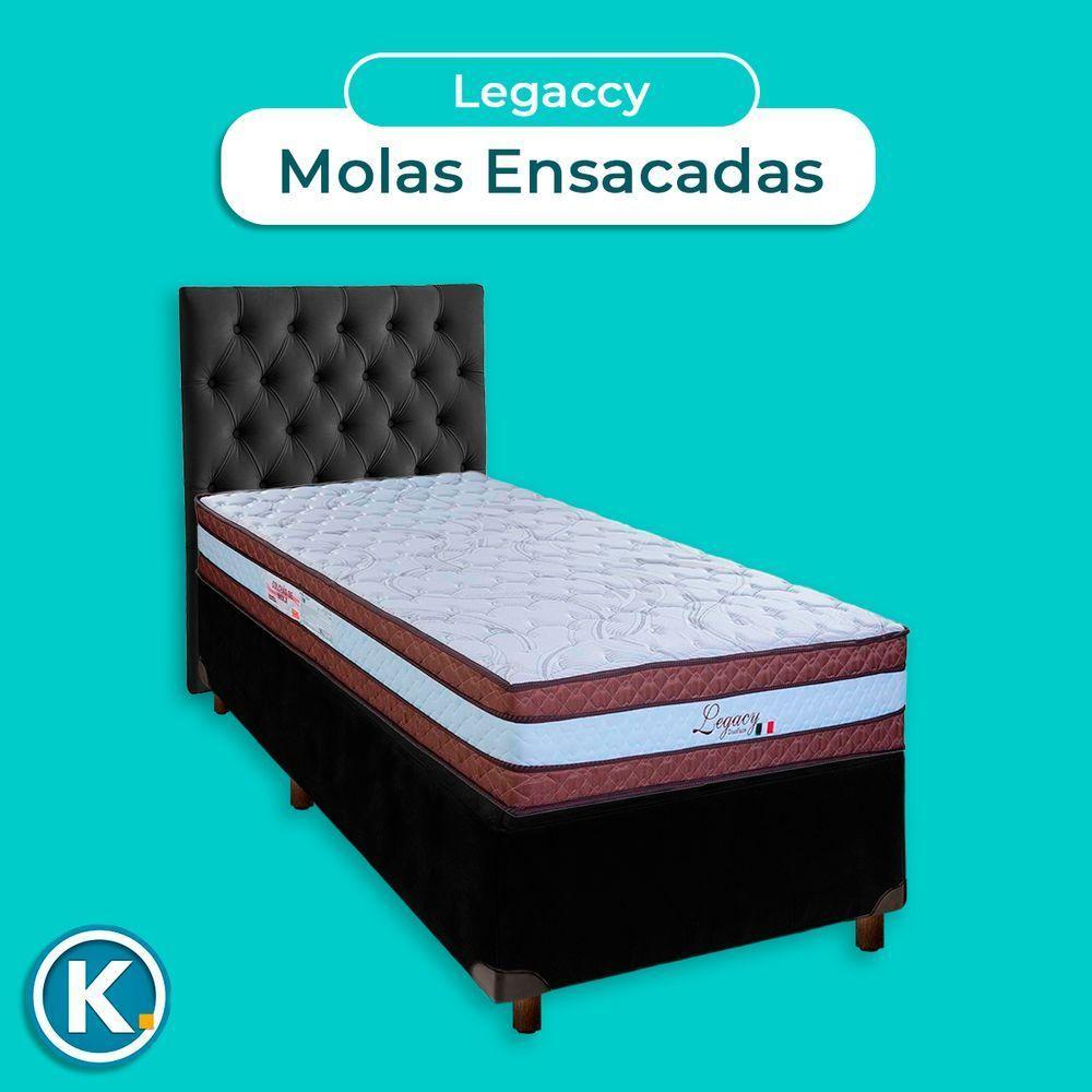 Cama Box + Colchão Solteiro Molas Ensacadas Legaccy Paropas + Cabeceira Estofada - 4