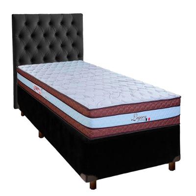 Cama Box + Colchão Solteiro Molas Ensacadas Legaccy Paropas + Cabeceira Estofada