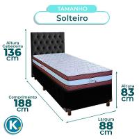 Cama Box + Colchão Solteiro Molas Ensacadas Legaccy Paropas + Cabeceira Estofada - 3