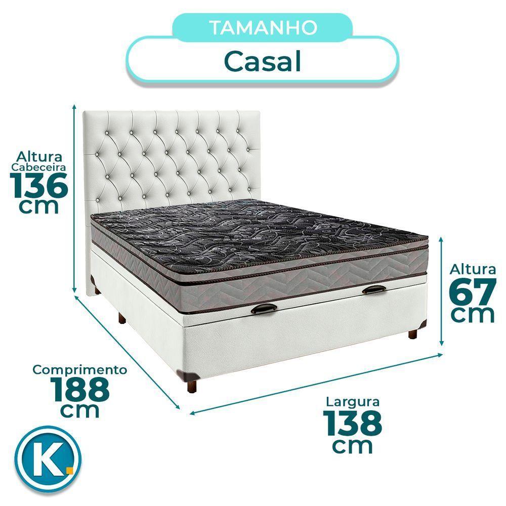 Cama Box Bau + Colchão Casal D28 Conforto Paropas + Cabeceira Estofada - 3