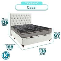 Cama Box Bau + Colchão Casal D28 Conforto Paropas + Cabeceira Estofada - 3