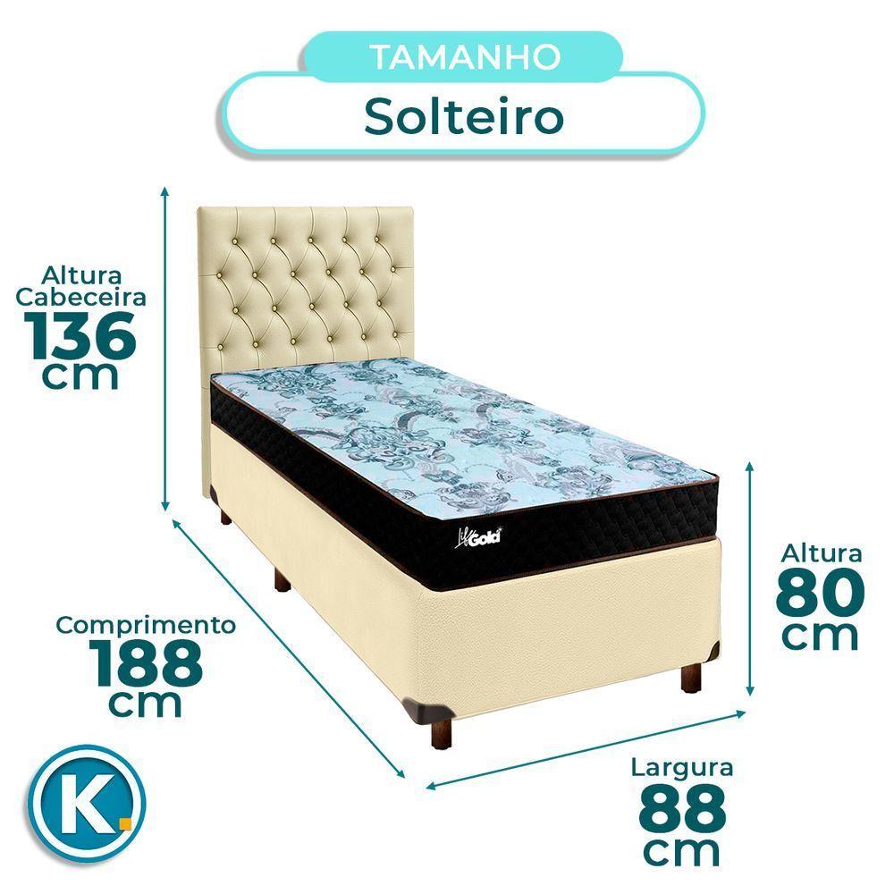 Cama Box + Colchão Solteiro Molas Ensacadas Life Gold Paropas + Cabeceira Estofada - 3