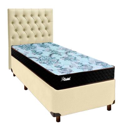 Cama Box + Colchão Solteiro Molas Ensacadas Life Gold Paropas + Cabeceira Estofada