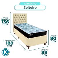 Cama Box + Colchão Solteiro Molas Ensacadas Life Gold Paropas + Cabeceira Estofada - 3