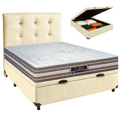 Cama Box Bau + Colchão Casal Molas Ensacadas Legriff Sankonfort + Cabeceira Estofada