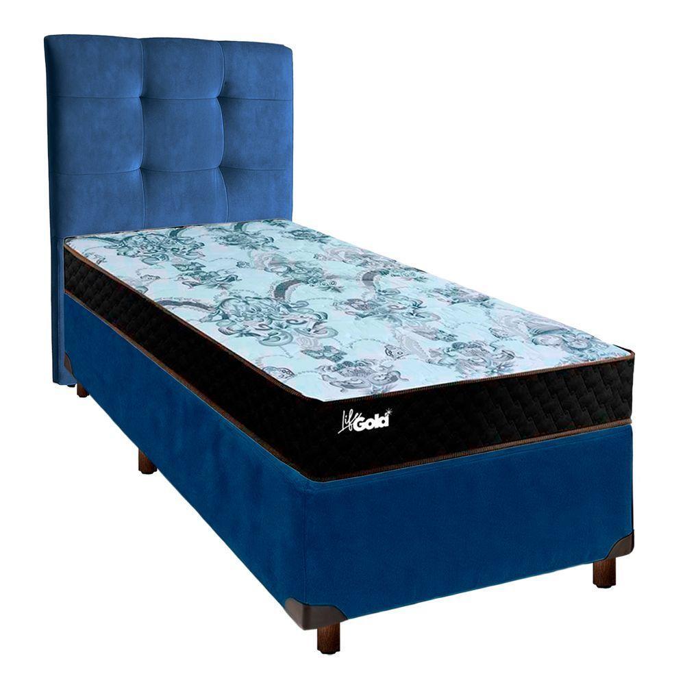 Cama Box + Colchão Solteiro Molas Ensacadas Life Gold Paropas + Cabeceira Estofada - 1