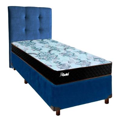 Cama Box + Colchão Solteiro Molas Ensacadas Life Gold Paropas + Cabeceira Estofada