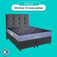 Cama Box + Colchão Queen Molas Ensacadas Petrus Paropas + Cabeceira Estofada