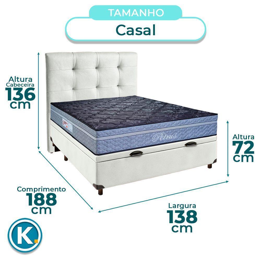 Cama Box Bau + Colchão Casal Molas Ensacadas Petrus Paropas + Cabeceira Estofada - 3