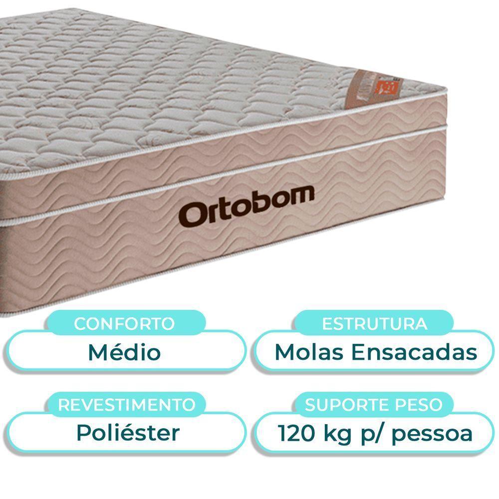 Cama + Box Preto E Colchão Ortobom Molas Ensacadas Queen - Airtech + Cabeceira - 2