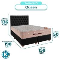 Cama + Box Preto E Colchão Ortobom Molas Ensacadas Queen - Airtech + Cabeceira - 3