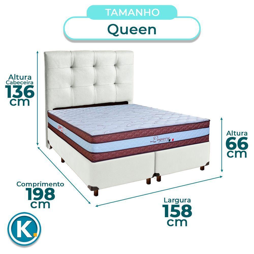 Cama Box + Colchão Queen Molas Ensacadas Legaccy Paropas + Cabeceira Estofada - 3