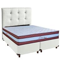 Cama Box + Colchão Queen Molas Ensacadas Legaccy Paropas + Cabeceira Estofada - 1