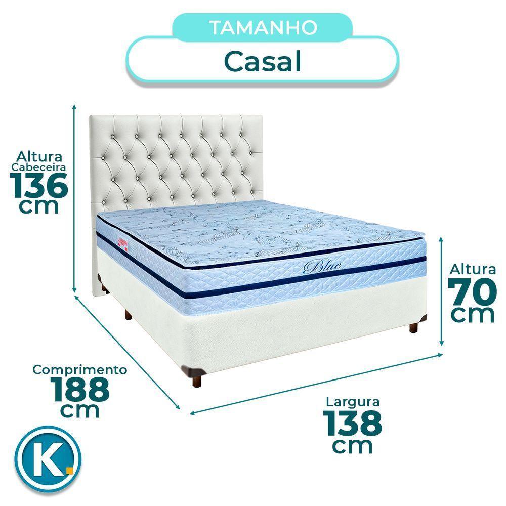 Cama + Box Branco E Colchão Molas Ensacadas Casal - Blue Paropas + Cabeceira - 3