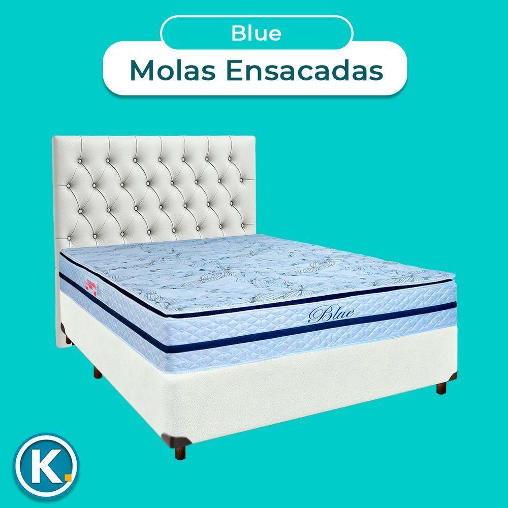 Cama + Box Branco E Colchão Molas Ensacadas Casal - Blue Paropas + Cabeceira - 4