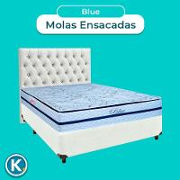 Cama + Box Branco E Colchão Molas Ensacadas Casal - Blue Paropas + Cabeceira