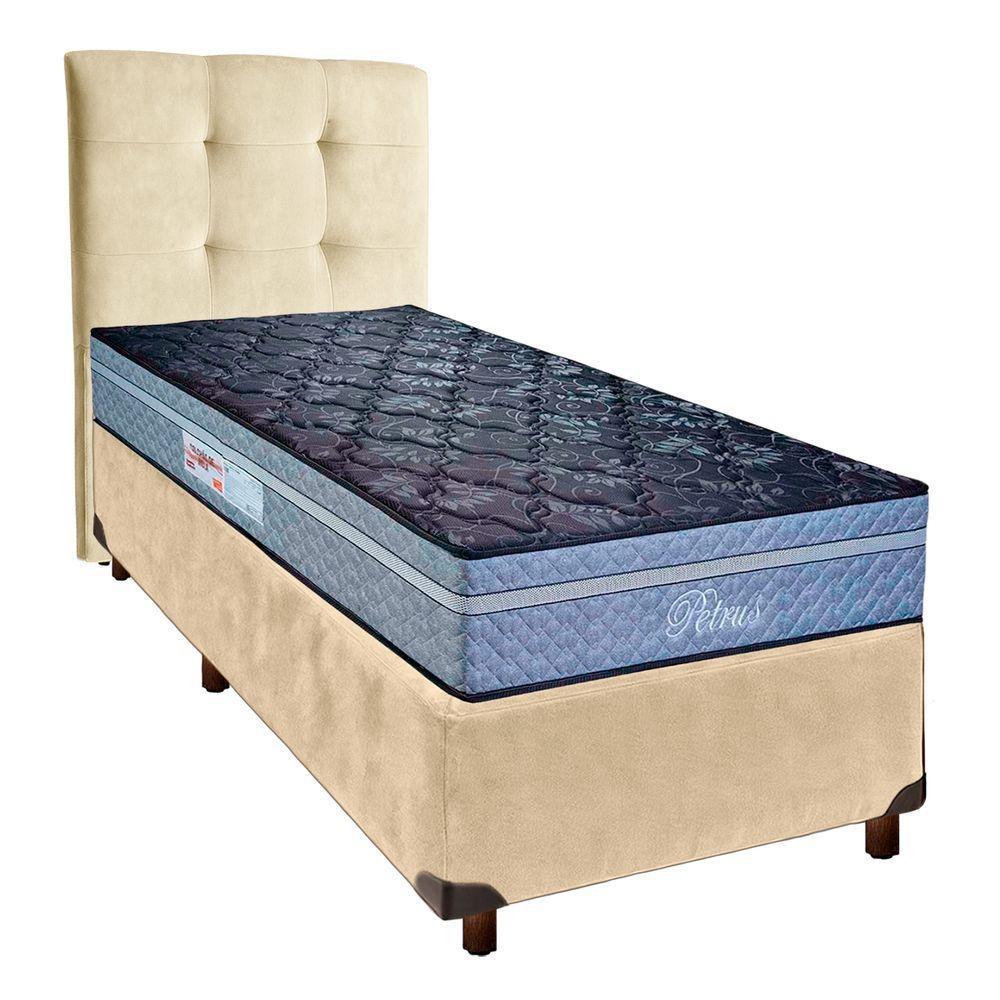 Cama Box + Colchão Solteiro Molas Ensacadas Petrus Paropas + Cabeceira Estofada - 1