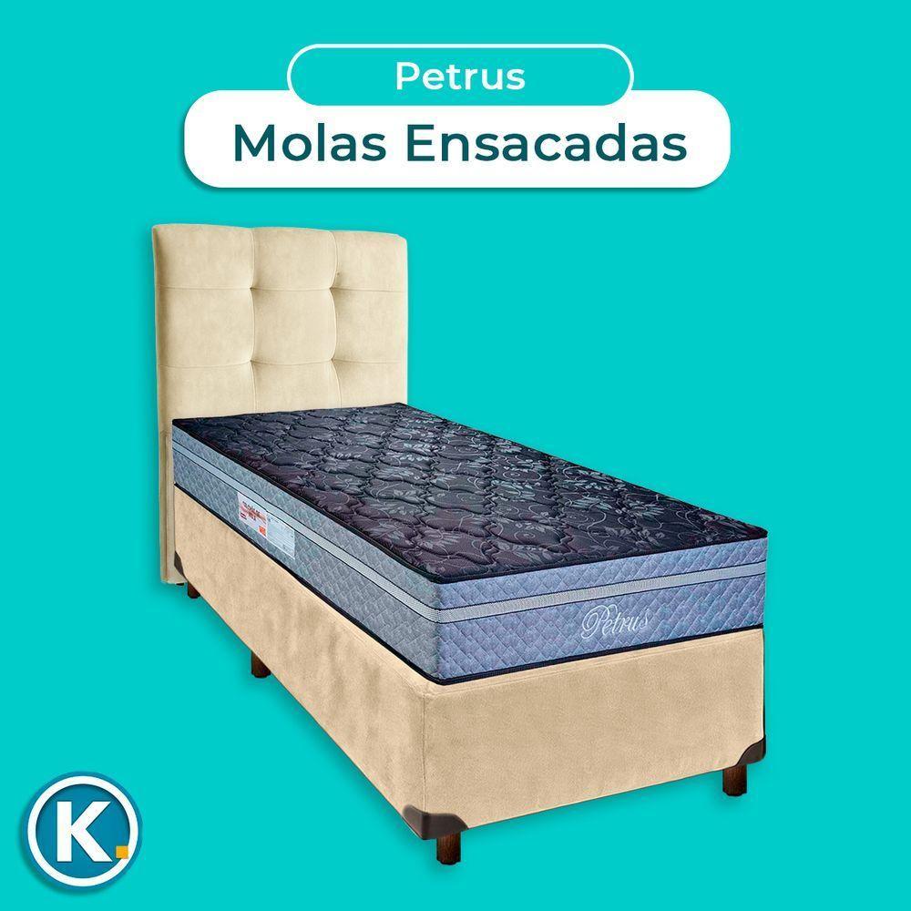 Cama Box + Colchão Solteiro Molas Ensacadas Petrus Paropas + Cabeceira Estofada - 4