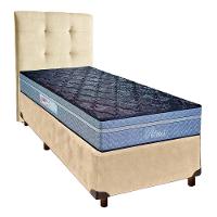 Cama Box + Colchão Solteiro Molas Ensacadas Petrus Paropas + Cabeceira Estofada - 1