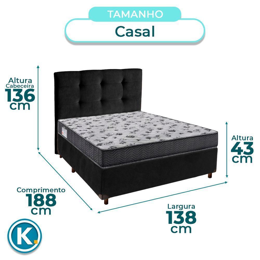 Cama + Box Preto E Colchão Ortobom D33 Casal - Iso100 + Cabeceira - 3