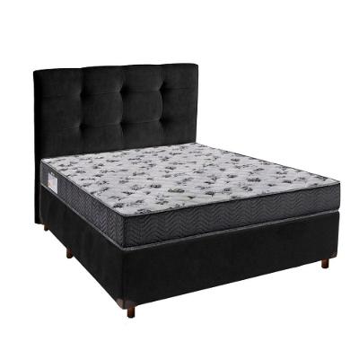 Cama + Box Preto E Colchão Ortobom D33 Casal - Iso100 + Cabeceira