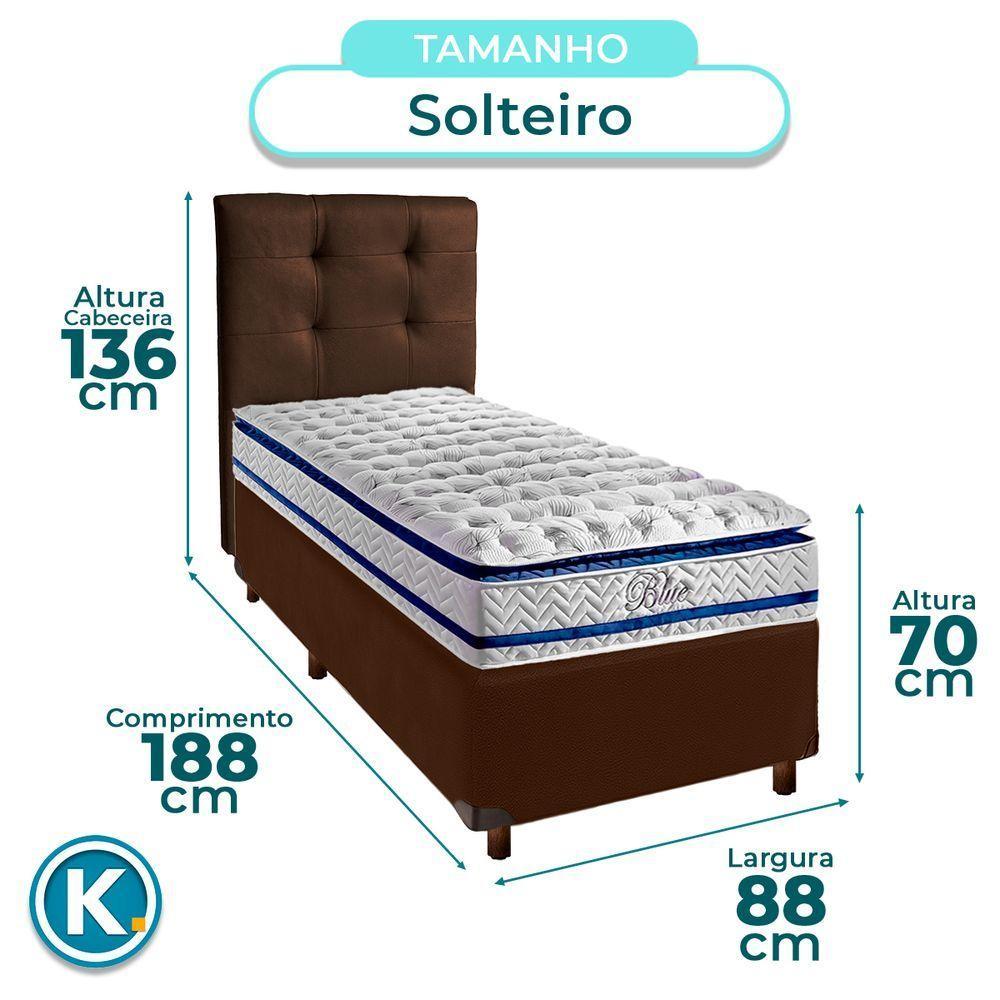 Cama Box + Colchão Solteiro Molas Ensacadas Blue Paropas + Cabeceira Estofada - 3
