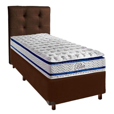 Cama Box + Colchão Solteiro Molas Ensacadas Blue Paropas + Cabeceira Estofada