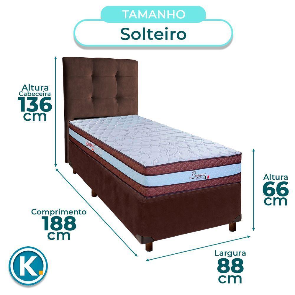 Cama Box + Colchão Solteiro Molas Ensacadas Legaccy Paropas + Cabeceira Estofada - 3