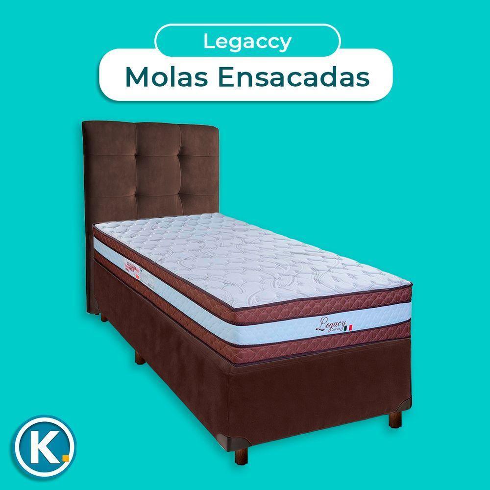Cama Box + Colchão Solteiro Molas Ensacadas Legaccy Paropas + Cabeceira Estofada - 4