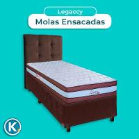 Cama Box + Colchão Solteiro Molas Ensacadas Legaccy Paropas + Cabeceira Estofada