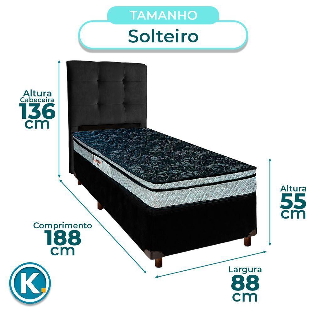Cama + Box Preto E Colchão D28 Solteiro - Conforto Paropas + Cabeceira - 3
