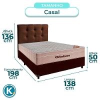 Cama Box + Colchão Casal Ortobom Molas Ensacadas Airtech + Cabeceira Estofada